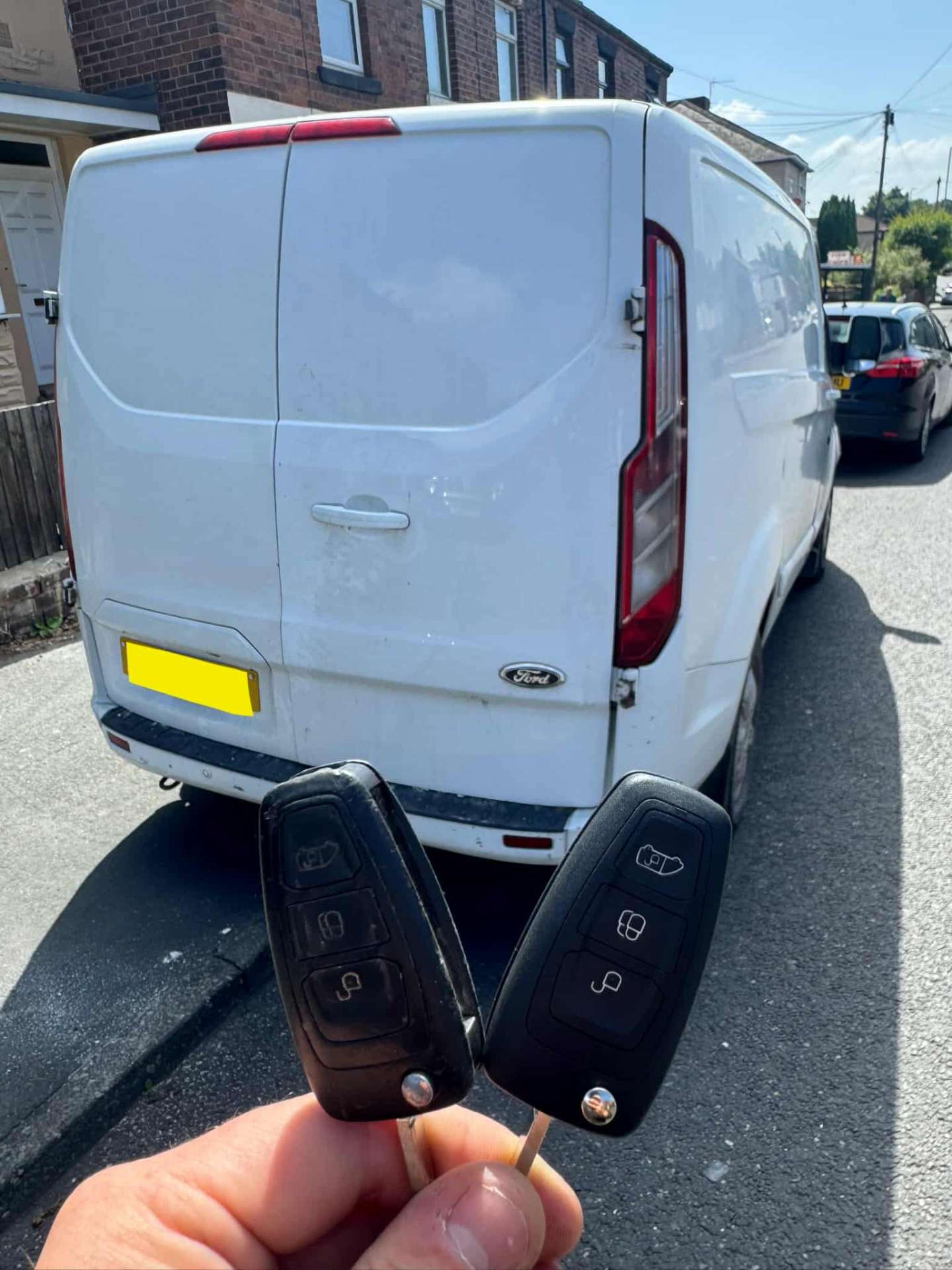 Two Ford Transit Custom flip keys cut and programmed on site